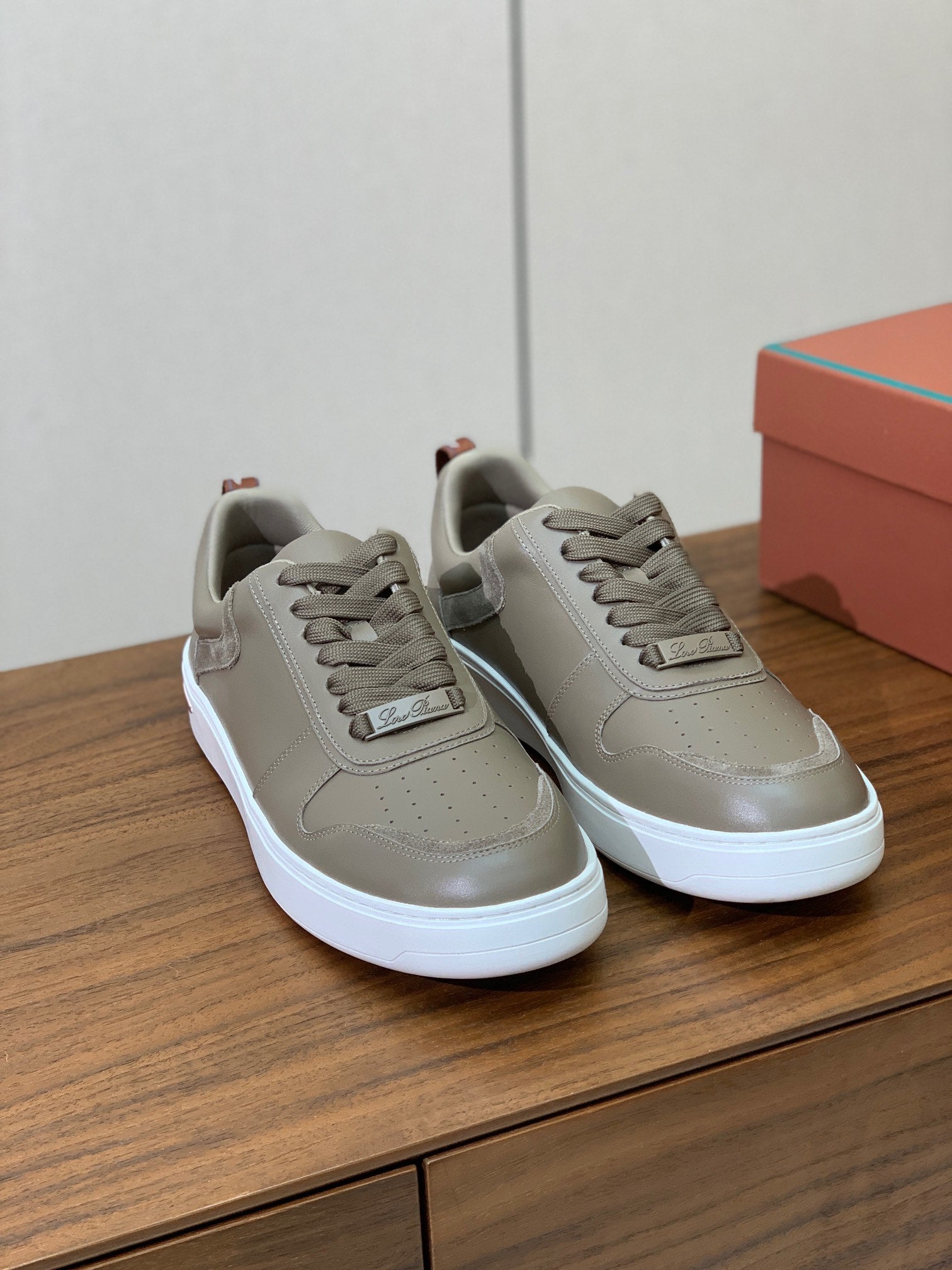 LP SNEAKERS IN STONE BROWN CALFSKIN WHITE SOLE、mysite、Cacoeks