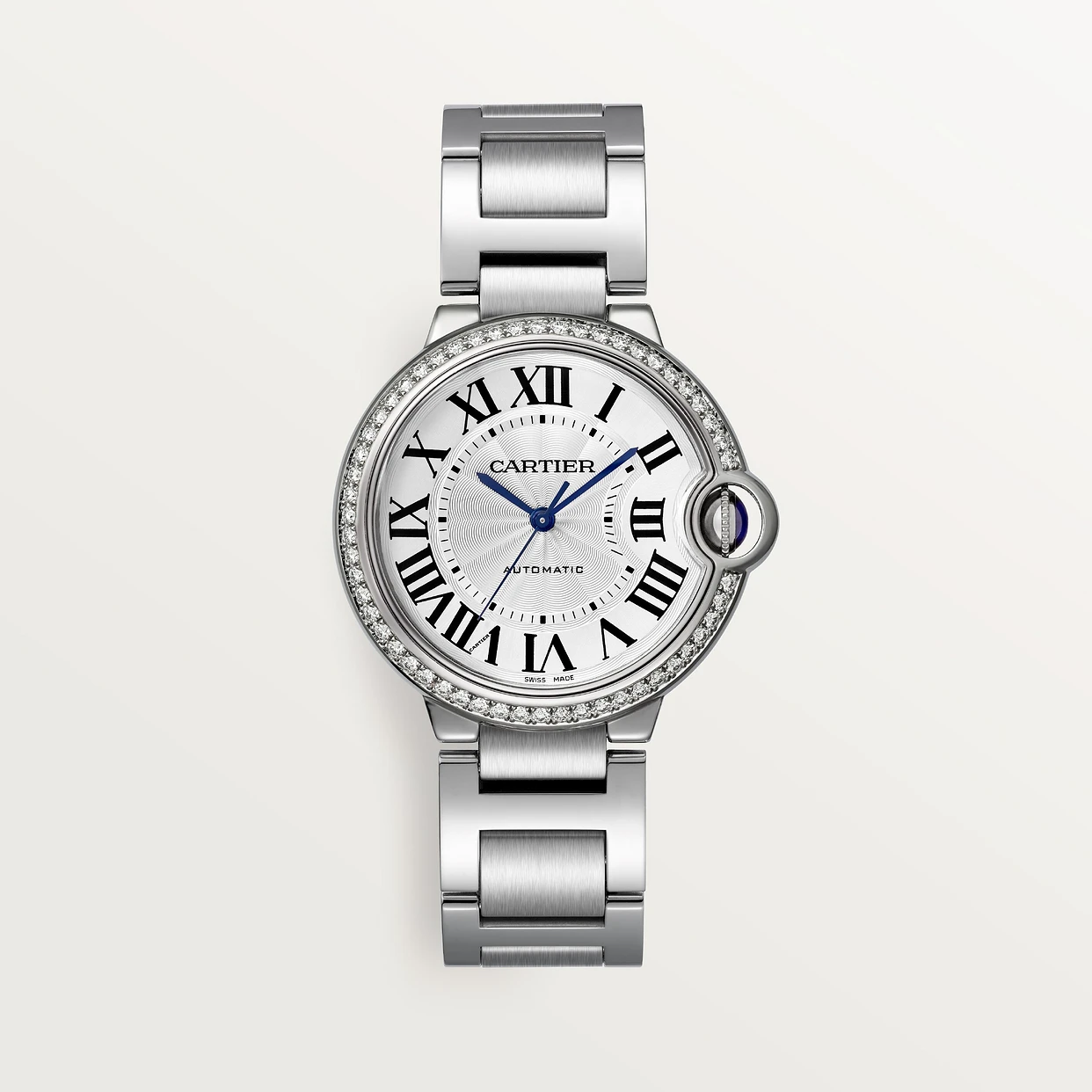 Super Clone 1:1 Cartier Ballon Bleu Bleu Silver Diamond 36mm W4BB0024 Replica-fasswatch