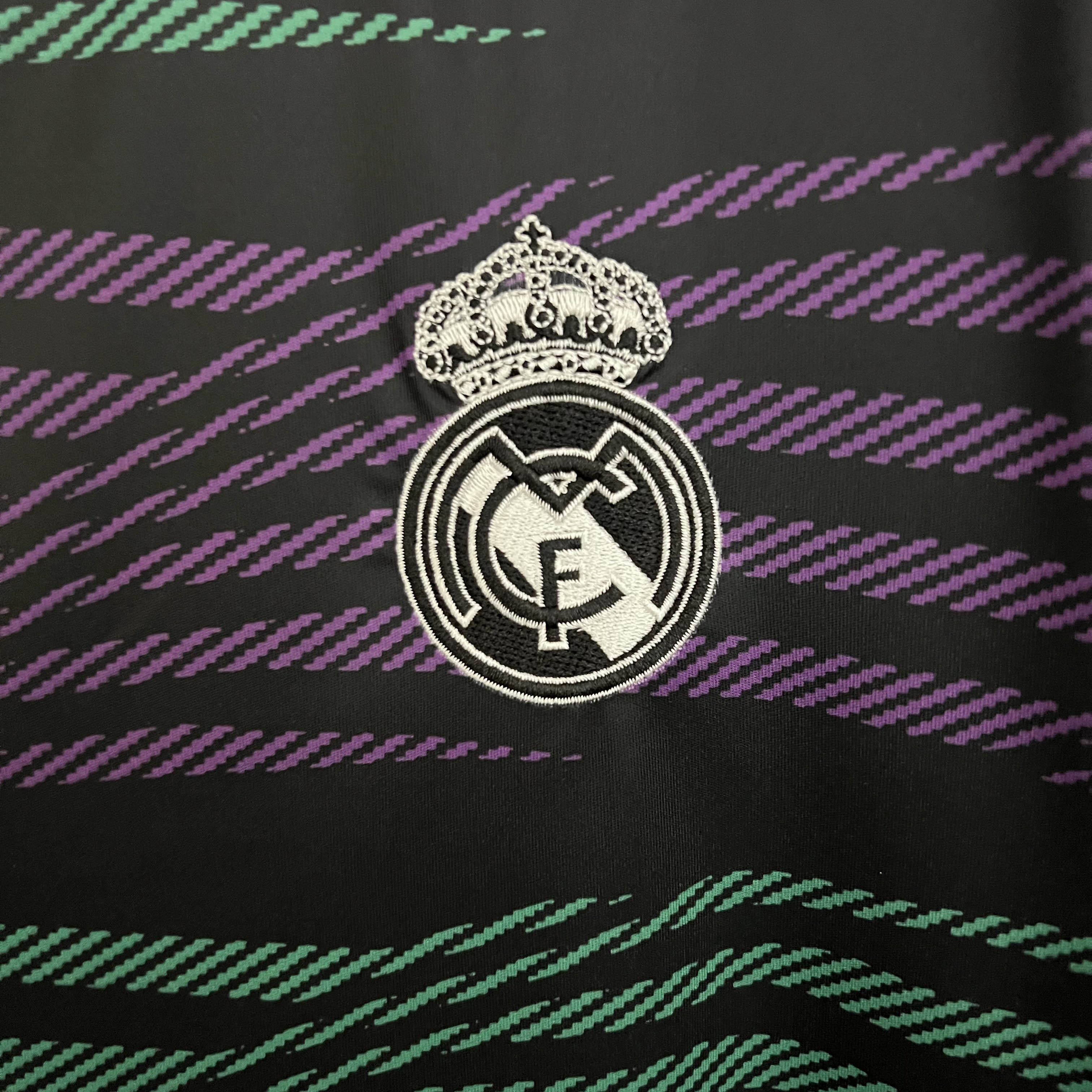 2023/2024 Real Madrid Training Wear Green And Purple Stripes Football Shirt:football jersey mysite: unitedjerseyfootball 邓江浪:football