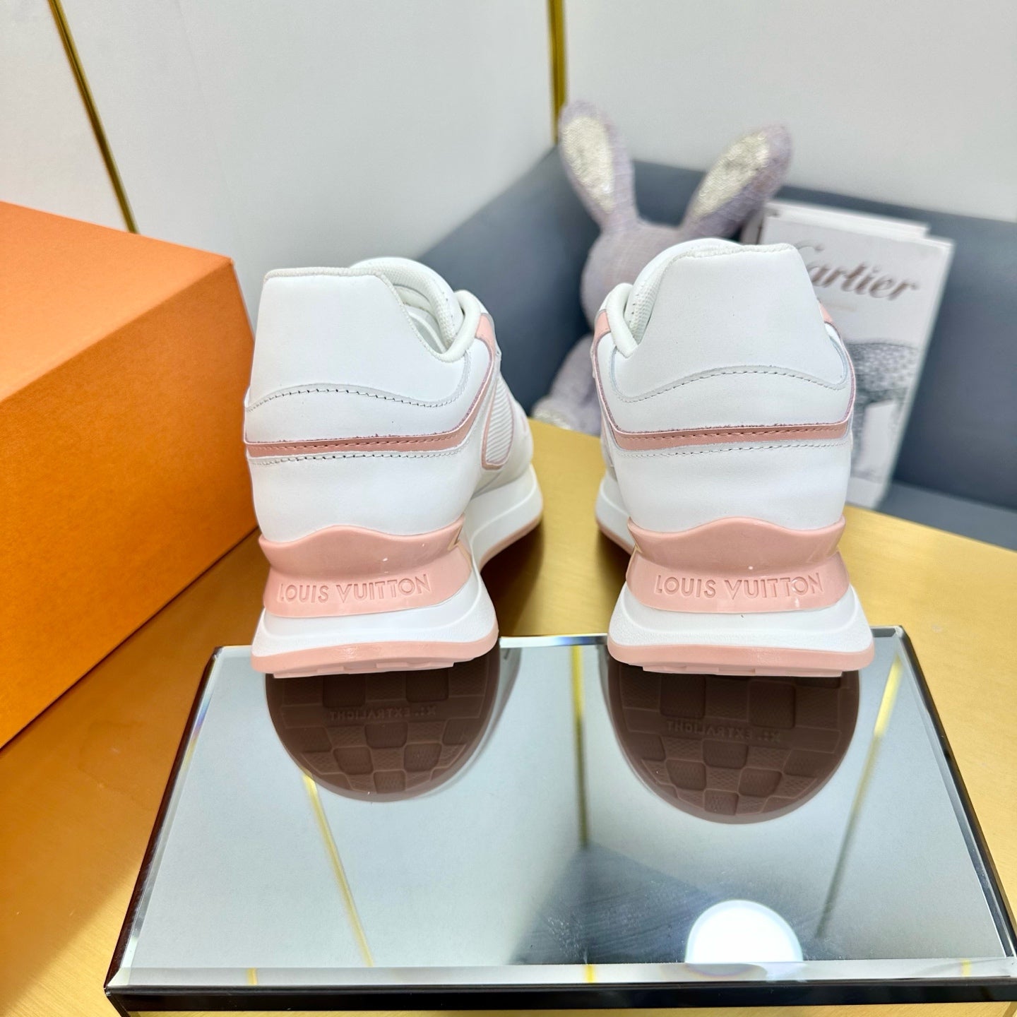 NEO RUN AWAY SNEAKER IN WHITE MIX PEACH PINK CALFSKIN、mysite、Cacoeks