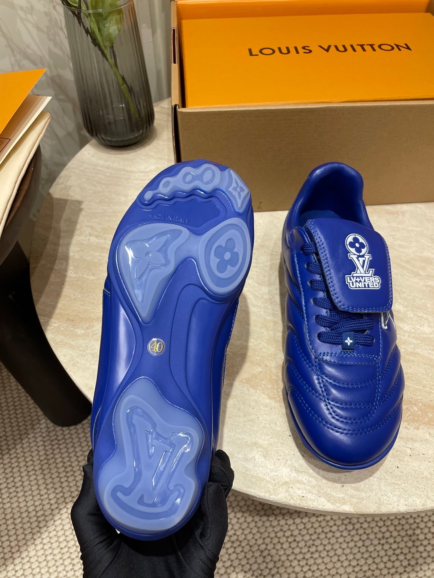 FOOTPRINT SOCCER SNEAKER IN COBALT BLUE CALFSKIN、mysite、Cacoeks