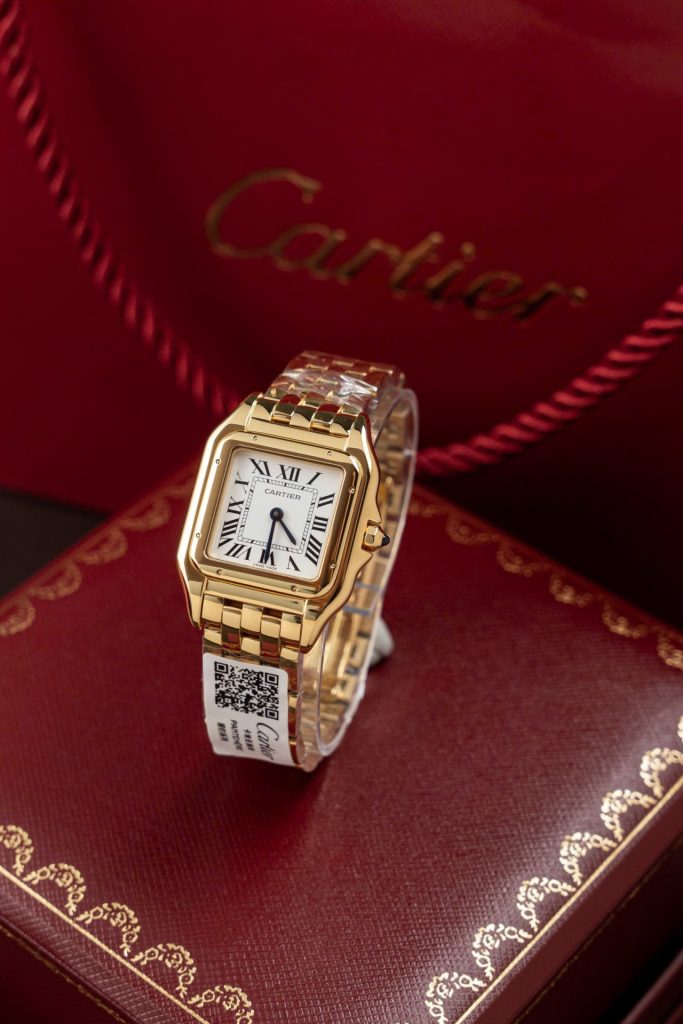 Đồng Hồ Cartier Panthere WGPN0009 Replica 11 Mạ Vàng Gold Mặt Trắng 27x37mm (2)