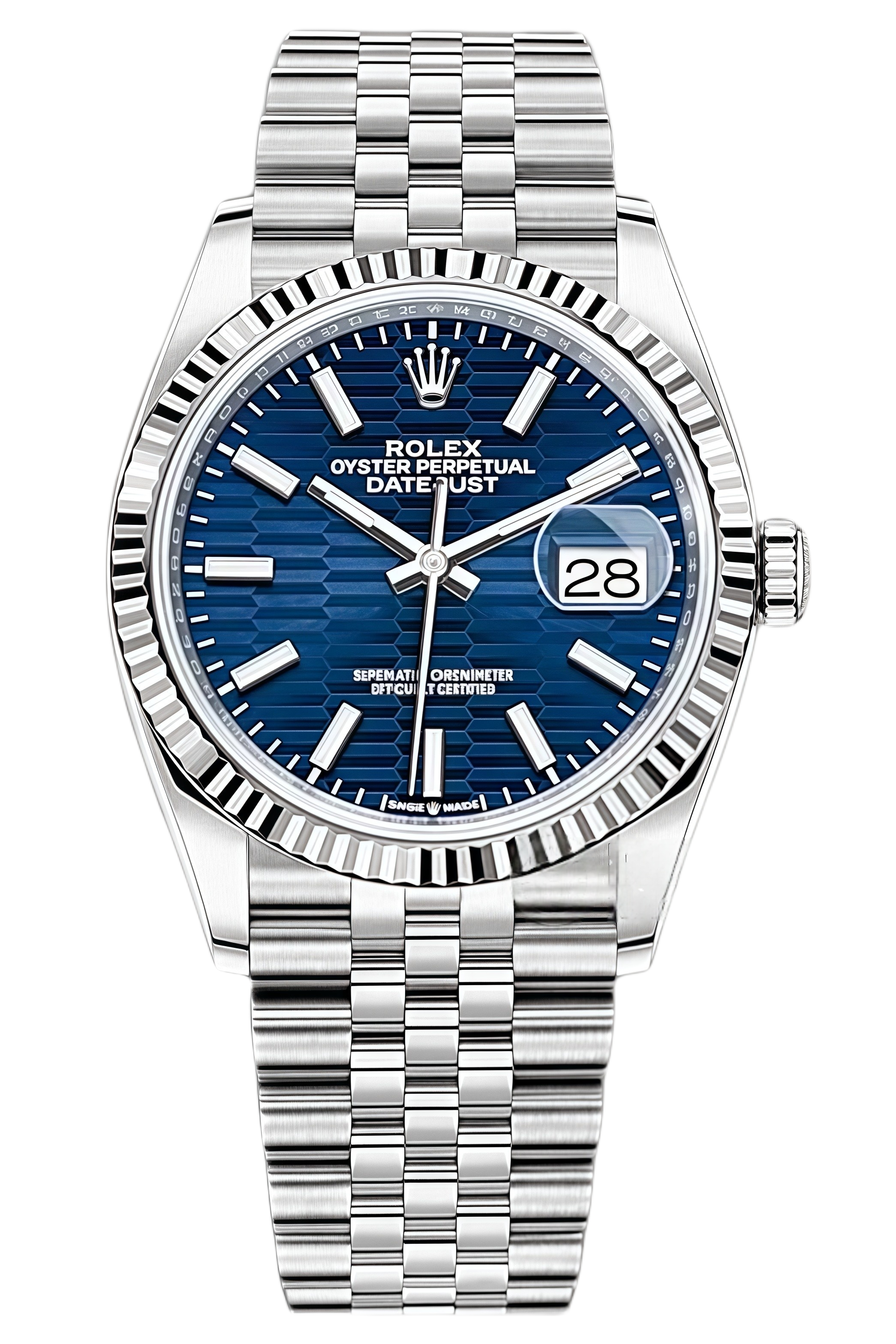 Rolex Datejust 36mmSuper Clone Swiss ReplicaWatch Blue Fluted Dial Ref 126234 3235 Swiss Movement