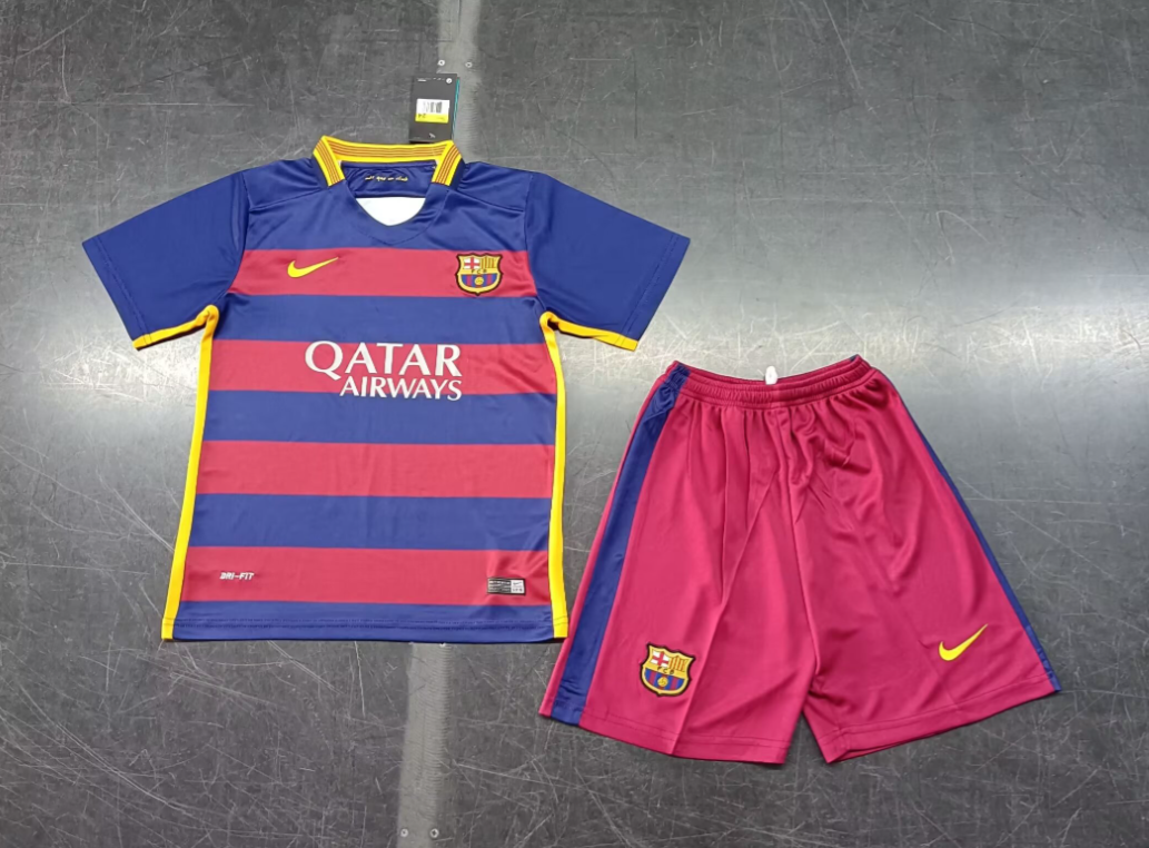 15/16 Retro Barcelona Home Football Shirt Kids Size Suit-mysite Custom Football Kit- Nextkits