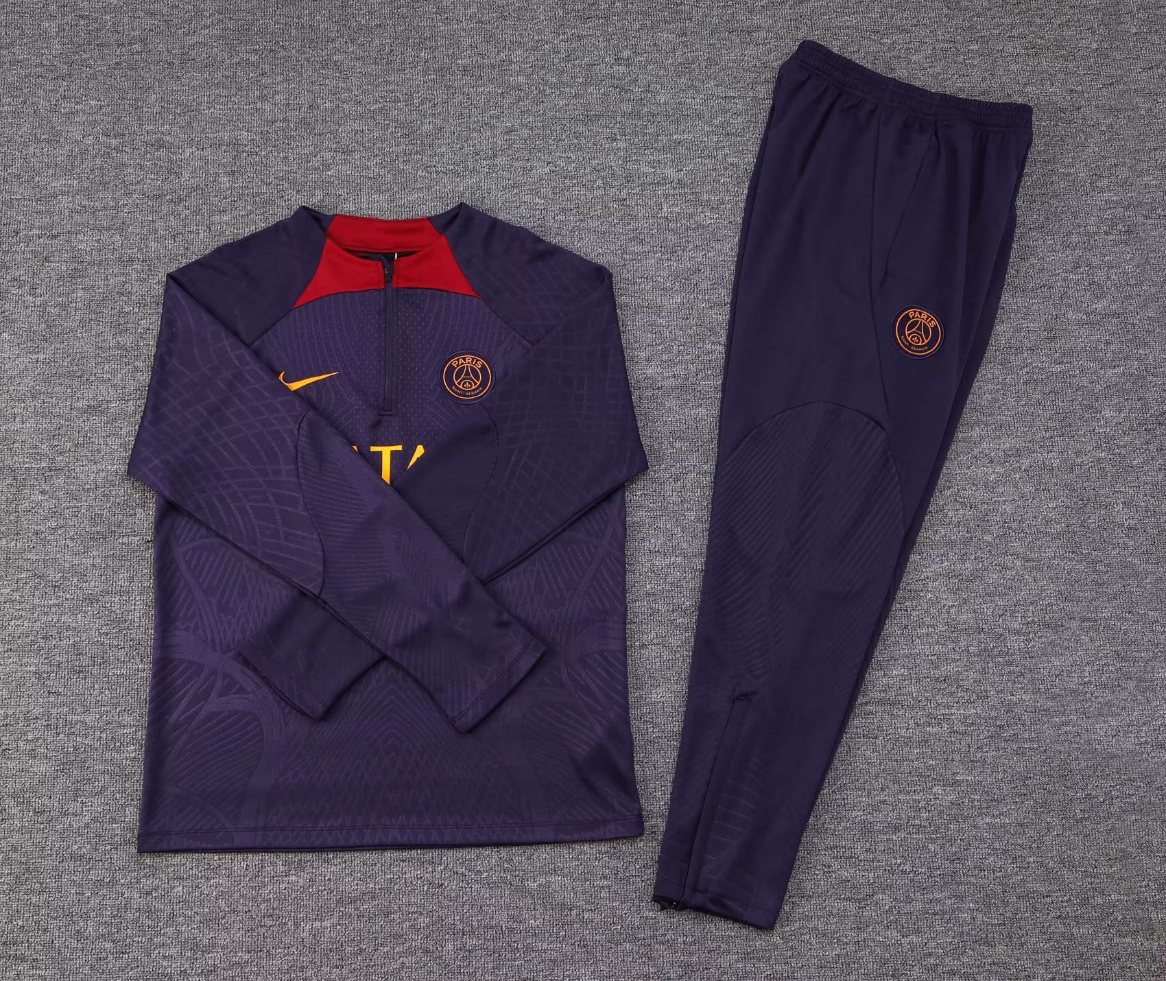 2023/2024 Psg Paris Saint-Germain Half-Pull Training Suit Purple Set:football jersey mysite: unitedjerseyfootball 邓江浪:football