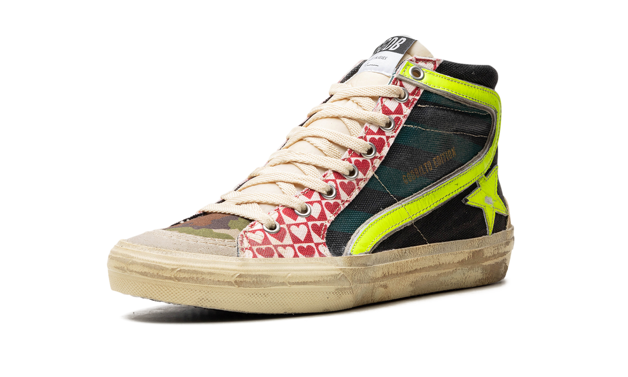 SLIDE CANVAS UPPER SUEDE AND GABARDINE TOE NYLON TONGUE LEATHER STAR AND WAVE "BLACK GREEN ICE YELLOW"、mysite、Cacoeks