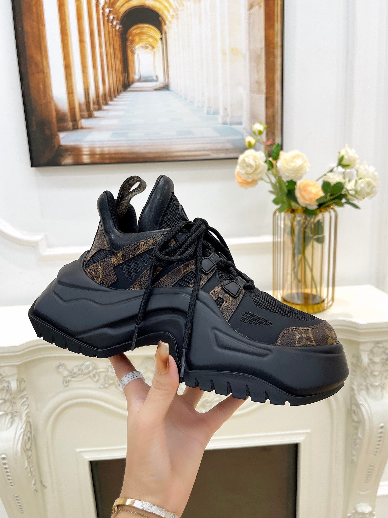 LV ARCHLIGHT 2.0 PLATFORM SNEAKER IN BLACK MIX CHOCOLATE BROWN MIX OF MATERIALS、mysite、Cacoeks