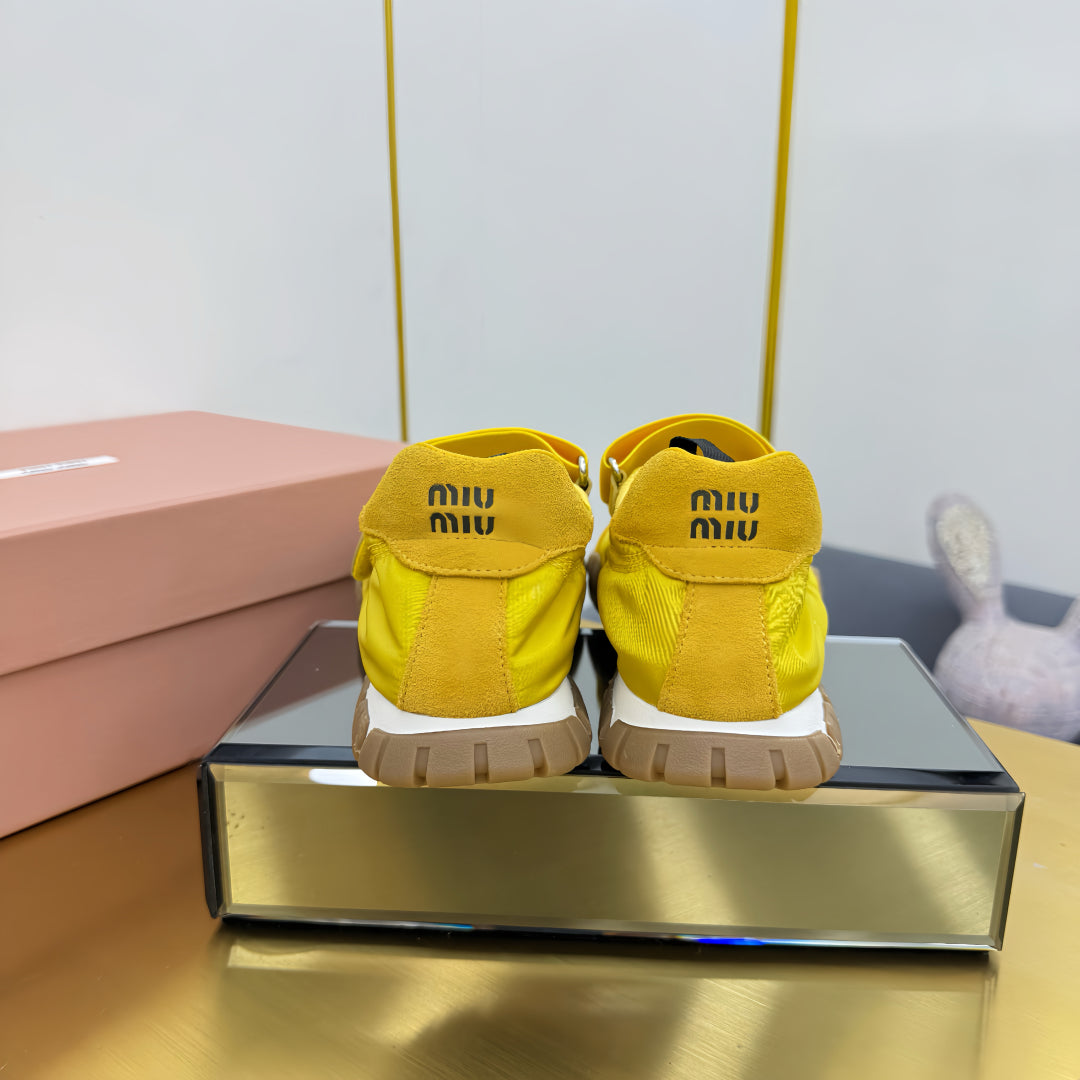 BALLERINAS SHOES IN YELLOW TYRE TECHNICAL FABRIC AND SUEDE、mysite、Cacoeks