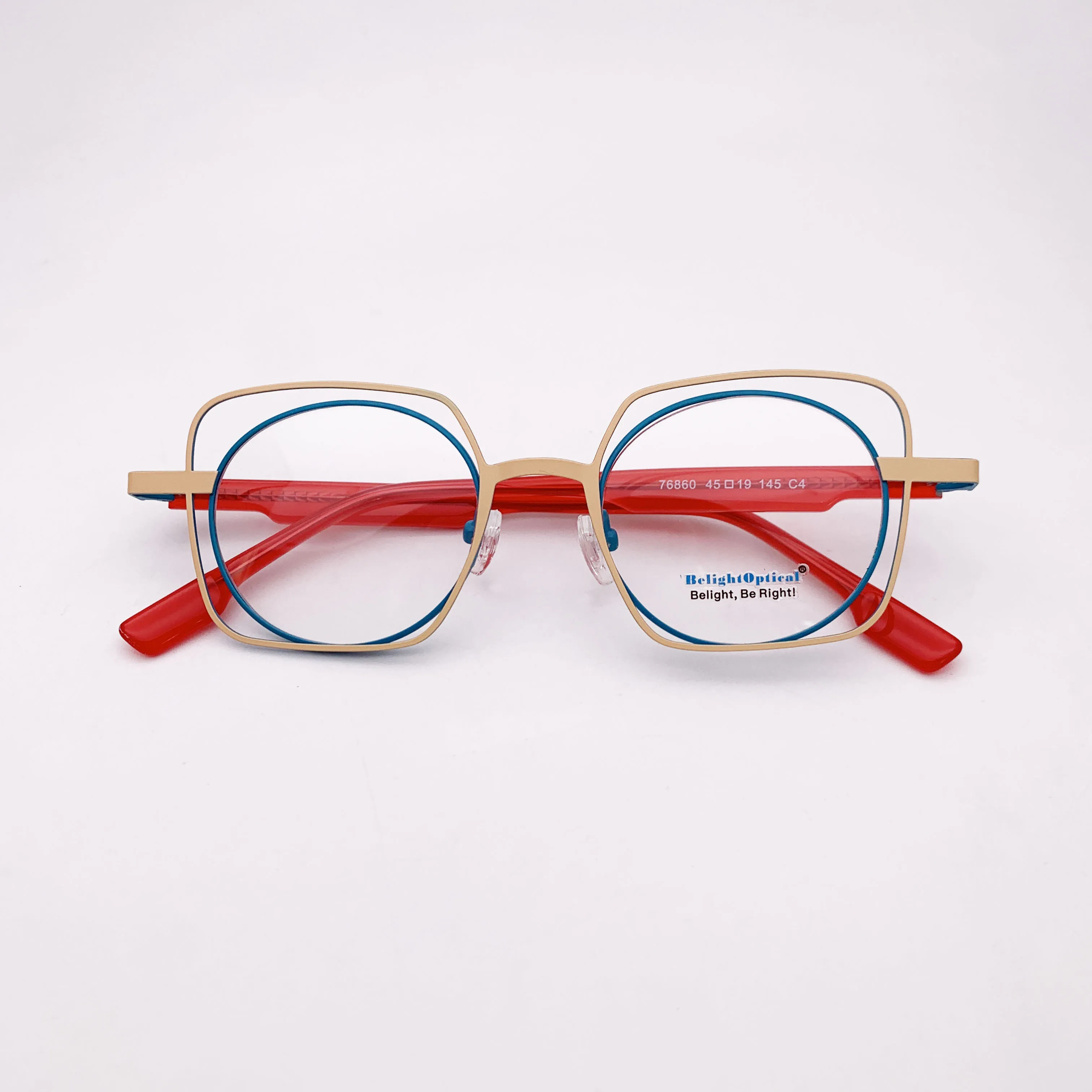 Fancy Colorful Vintage Acetate With Metal Pink Square Shape Optical Glasses Spectacle Frame Prescritpion Lens Women Style