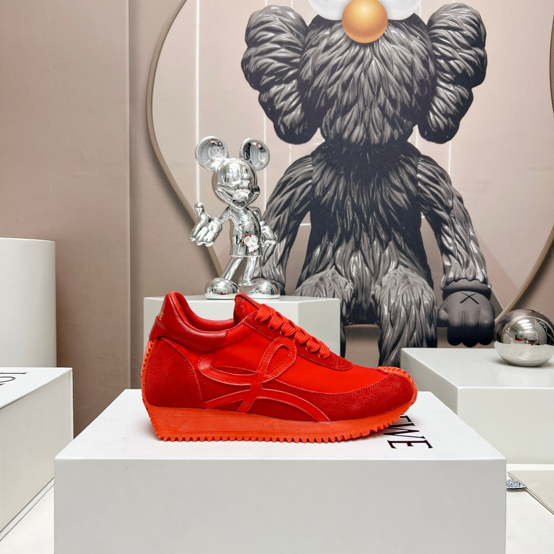 FLOW RUNNER SNEAKER IN RUBY RED SUEDE AND SHEEPSKIN、mysite、Cacoeks