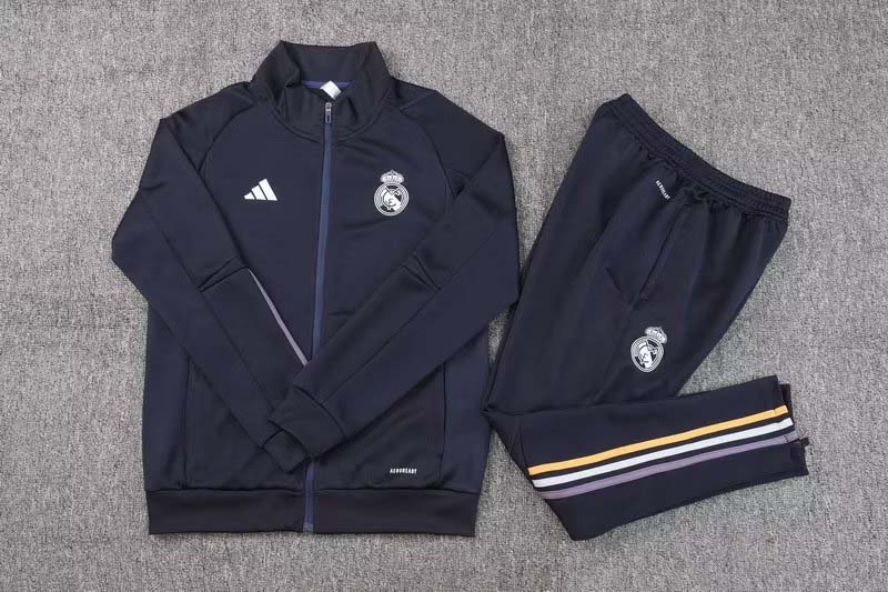 2023/2024 Real Madrid Long Zipped Jacket Navy blue Football Shirt Set:football jersey mysite: unitedjerseyfootball 邓江浪:football