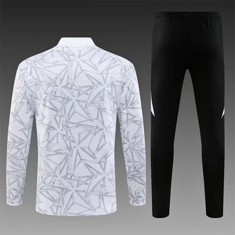 2024/2025 Real Madrid Half-Pull Training Suit White Football Shirt 1:1 Thai Quality Set:football jersey mysite: unitedjerseyfootball 邓江浪:football