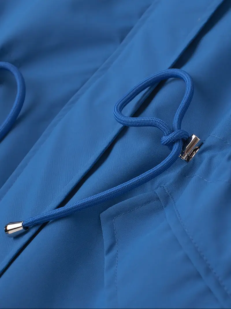 womens beige hooded zip up trench coat with drawstring waist multiple pockets casual long sleeve jacket for fall winter machine washable Product details 16