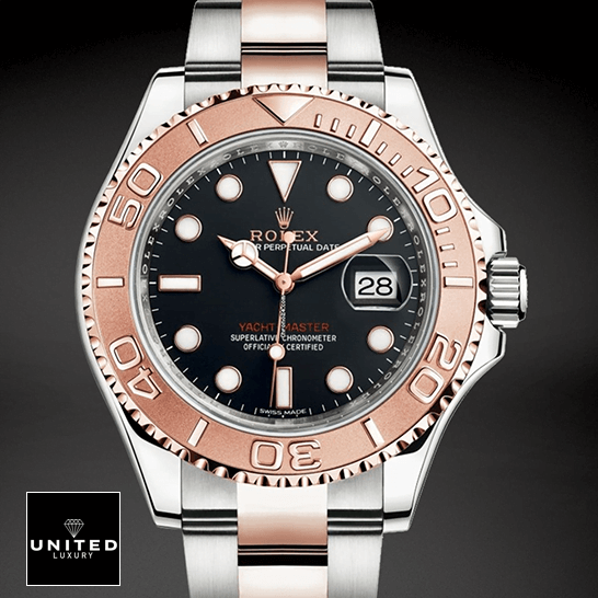 Rolex Yacht Master 116621 Rolse Gold Black Dial Replica black background