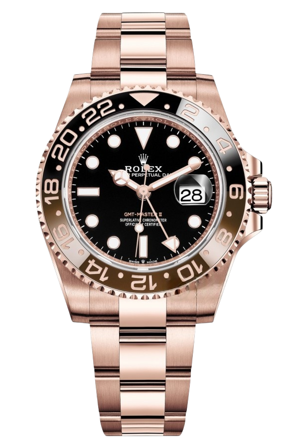 Rolex GMT Masterll Root Beer Super Clone Swiss Replica Watch 18k Rose Gold Ref 126715CHNR-3285 Swiss Movement