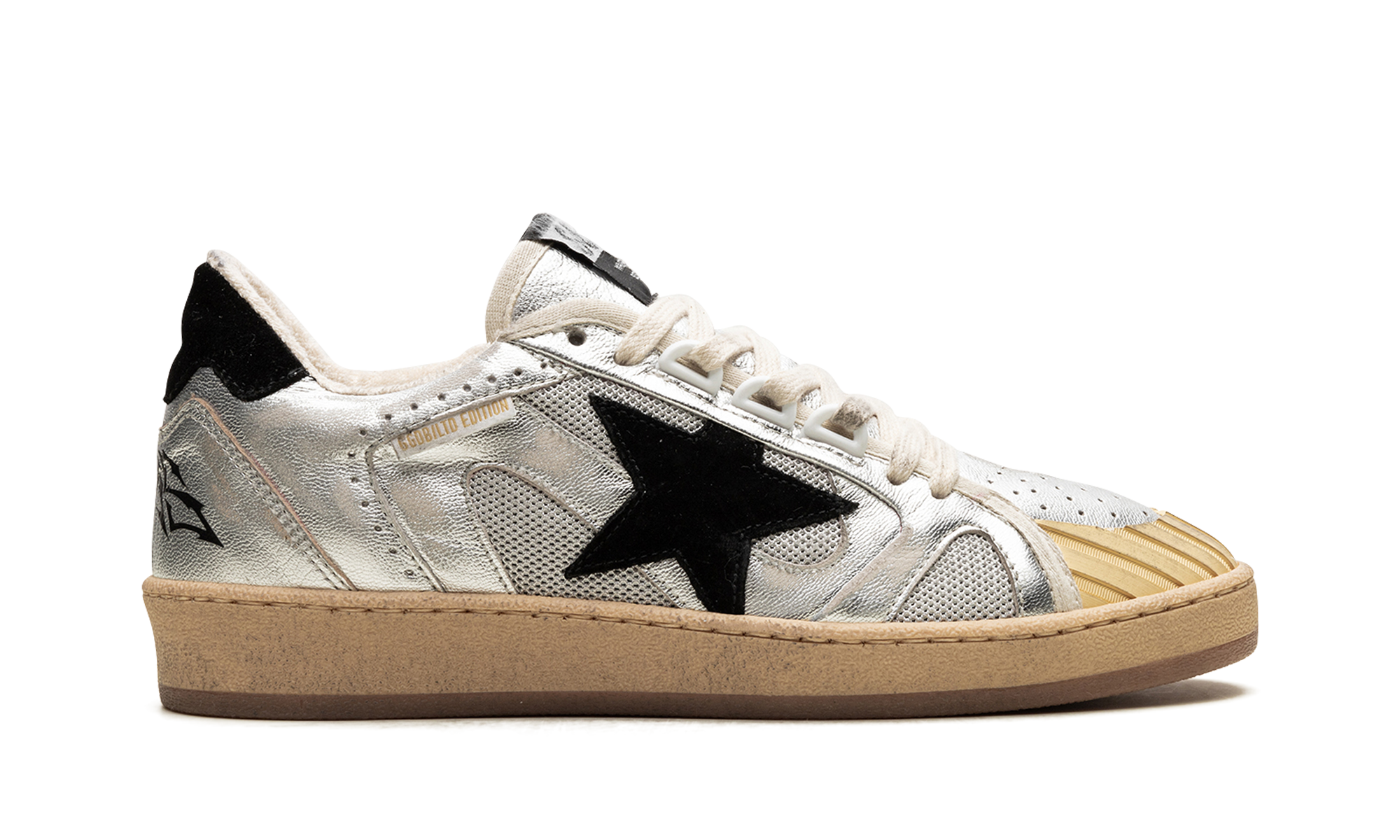 BALL STAR DOUBLE QUARTER WITH WAVES LAMINATED AND NET UPPER SUEDE STAR AND HEEL "SILVER BLACK"、mysite、Cacoeks