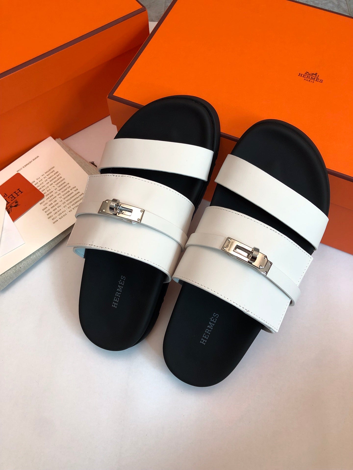 GABRIEL SANDAL MULE IN WHITE CALFSKIN、mysite、Cacoeks