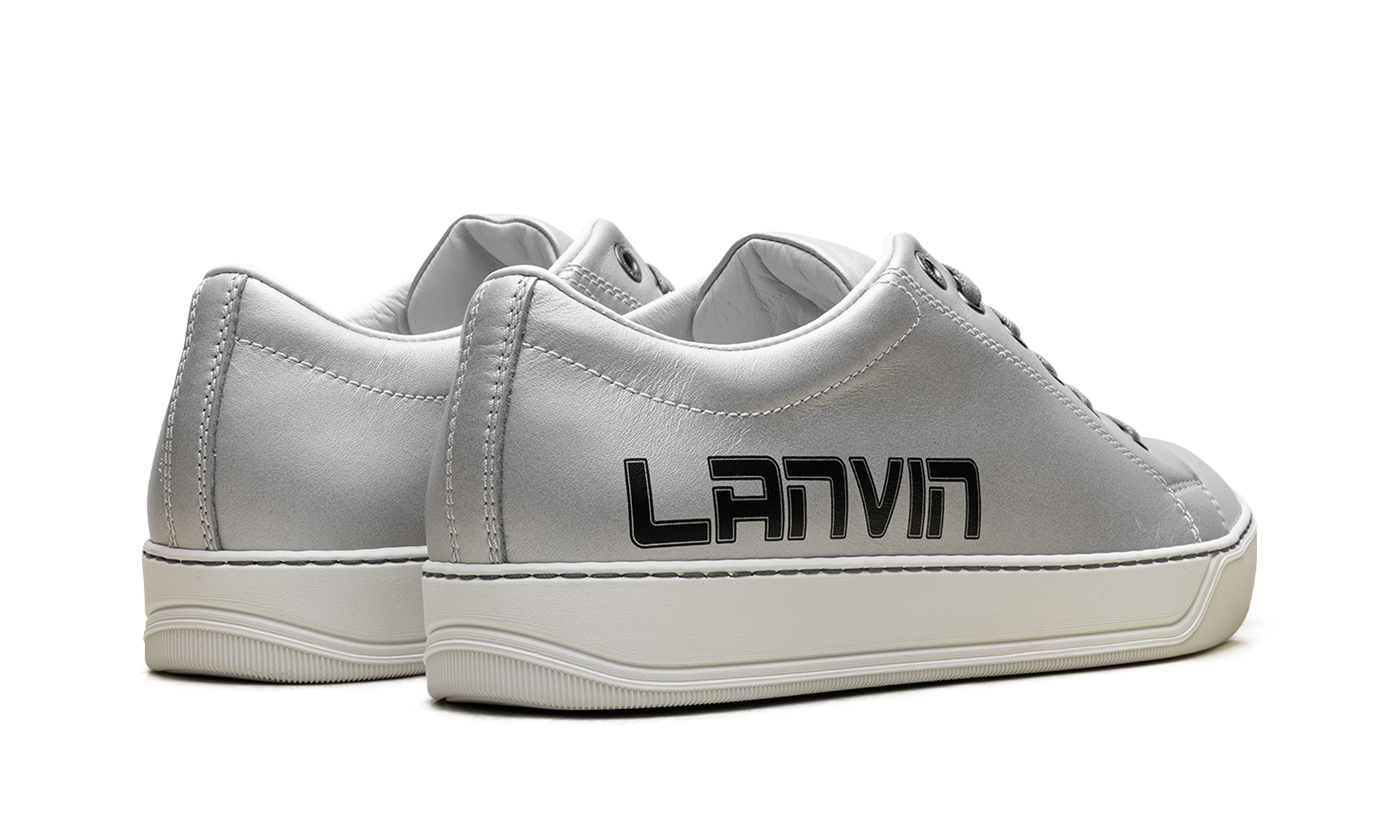 Logo Print Low-Top Sneakers "Metallic Grey"、mysite、Cacoeks