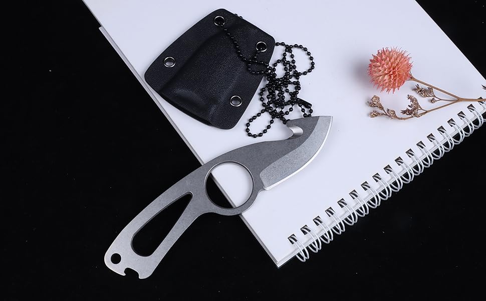 MASALONG 8CR14MOV Small Fixed Blade Neck Knife Full Tang with Knife Sheath,multifunctional Tool