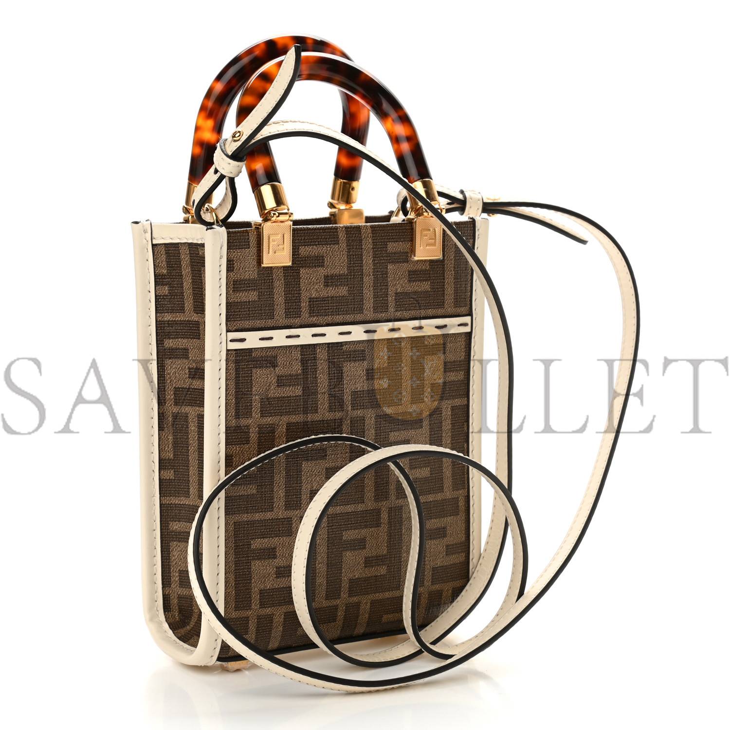 フェンディ グレーズドファブリック ヴィテロキング プレキシガラス FF 1974 ロゴ ヘアスタイル ガールズインレイ ミニフェンディ サンシャイン ショッパートート モガーノパンナ マルチカラー (17×13×5cm)