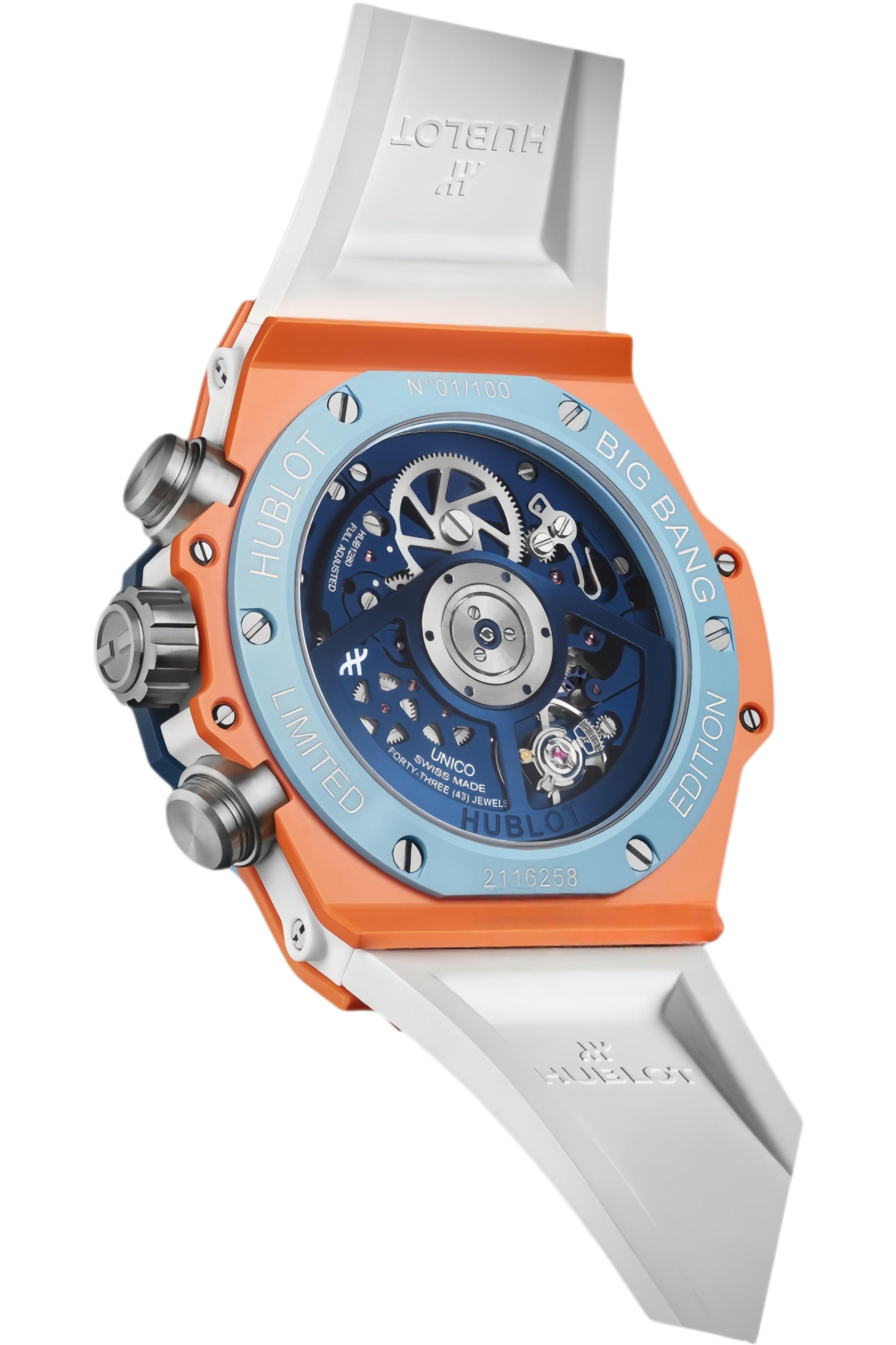 Hublot Big Bang Gulf Limited Edition Super Clone – Blue & Orange Skeleton Dial Chronograph Replica
