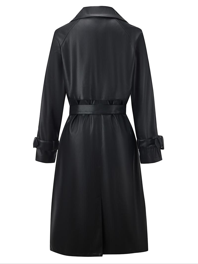 Women's Spring & Fall Waterproof Long Jacket, Fashion Lightweight Coat with Adjustable Waist Belt, Casual Fitted Plain Design Outerwear