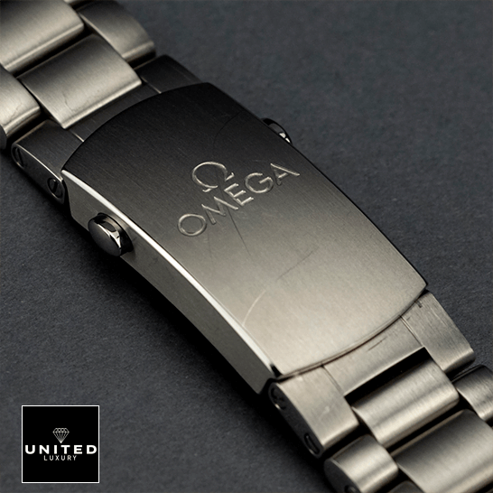 Omega 232_90_42_21_03_001 Stainless Steel Clasp Replica closed clasp grey background