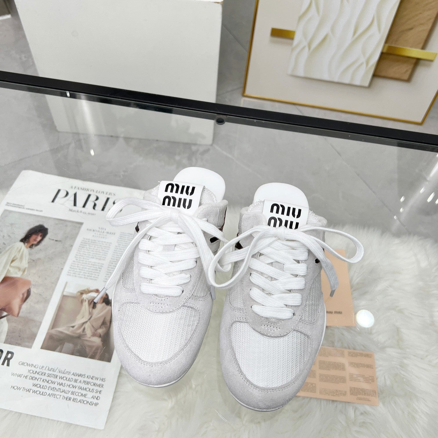 GYMNASIUM SNEAKERS MULES LIGHT GREY SUEDE AND WHITE TECHNICAL FABRIC、mysite、Cacoeks