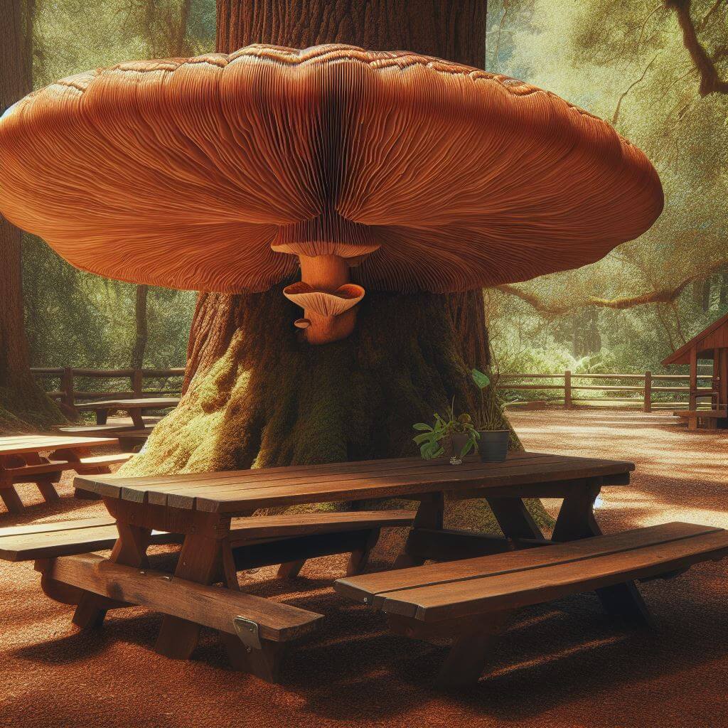 when a mushroom or tree is anchored right to the table