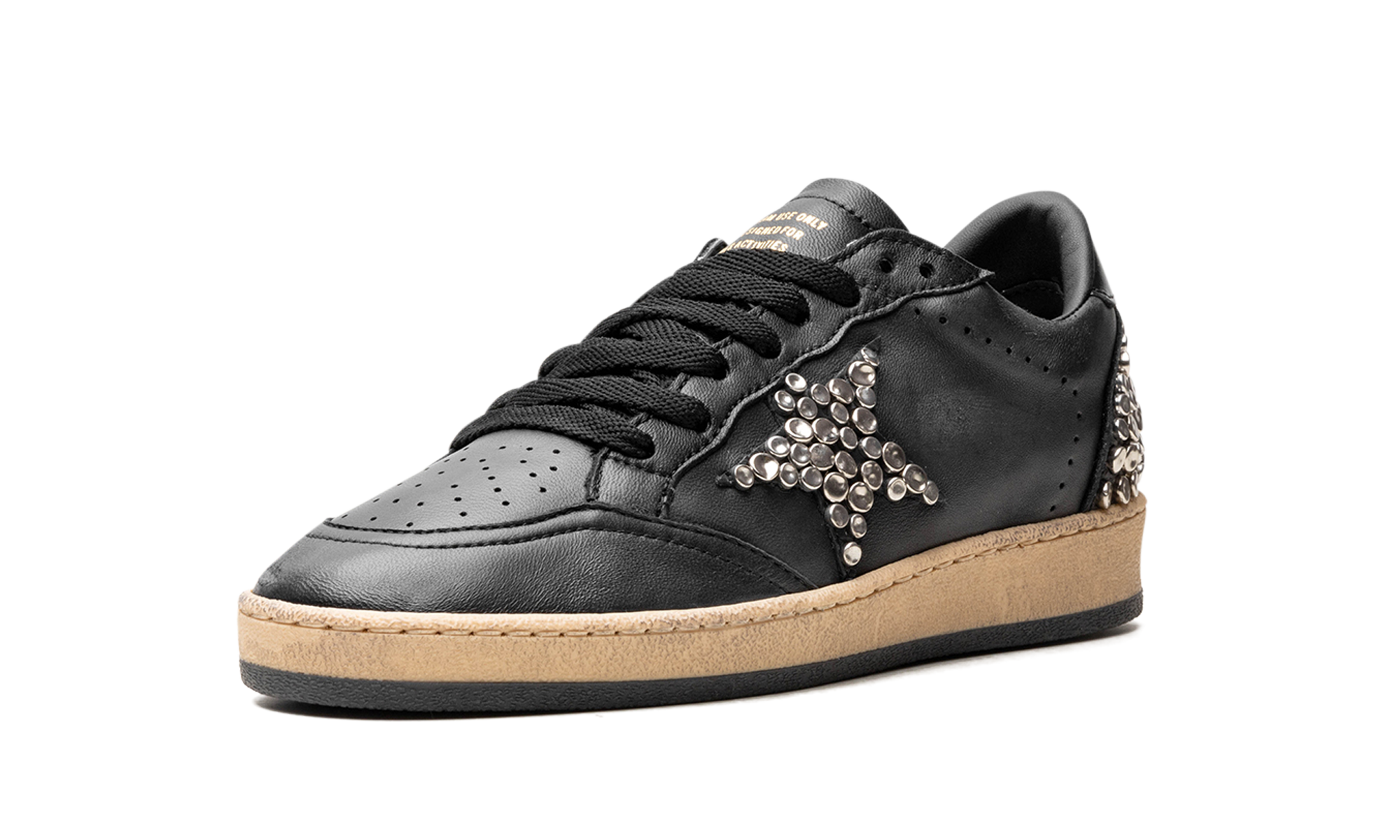 BALL STAR NAPPA UPPER AND SPUR LEATHER STAR SHINY LEATHER HEEL WITH STUDS "BLACK"、mysite、Cacoeks