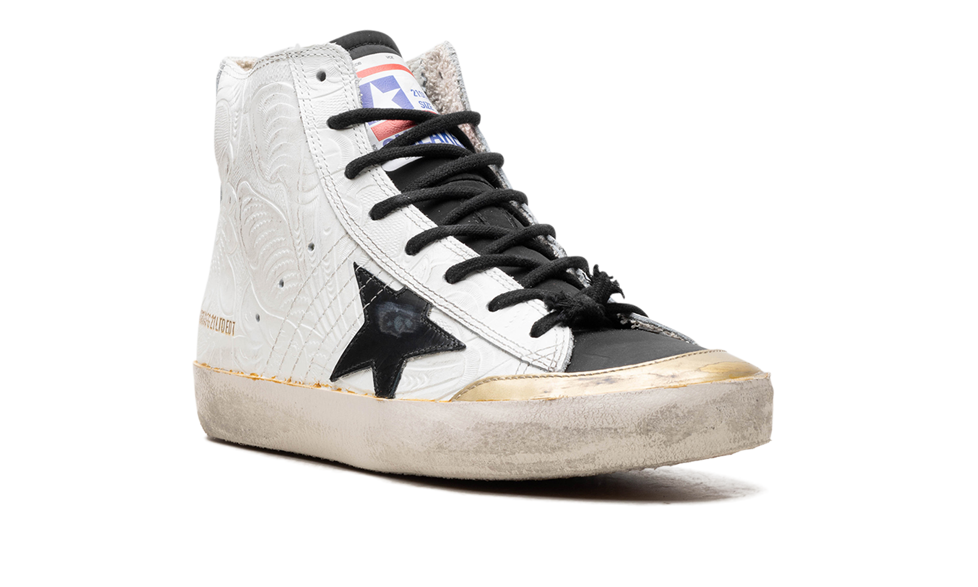 FRANCY PENSTAR FLOWERS PRINTED SUEDE UPPER AND LIST NYLON TOE LEATHER STAR "WHITE GOLD BLACK"、mysite、Cacoeks