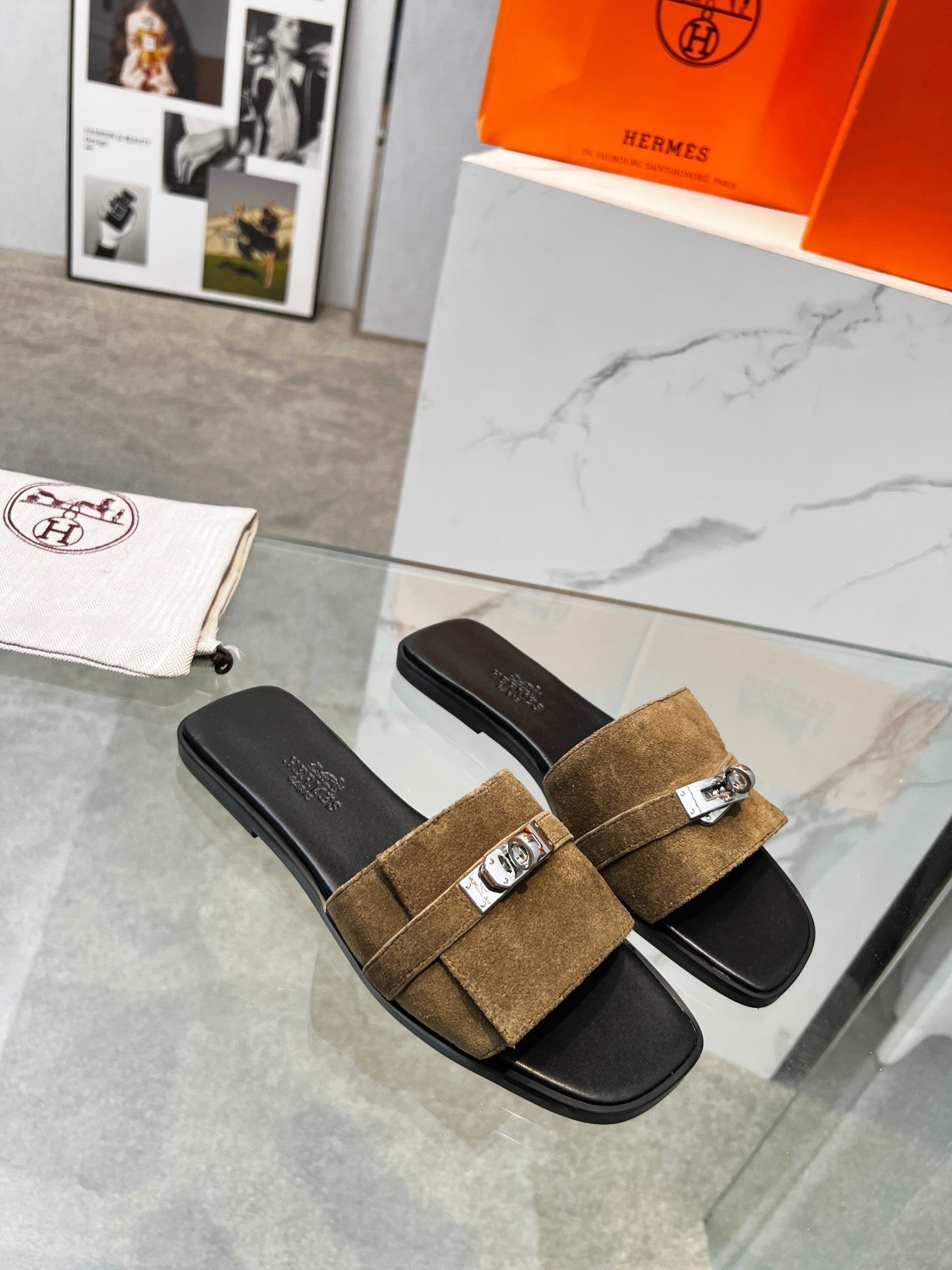 Giulia Sandal Brown Suede Black Calfskin、mysite、Cacoeks