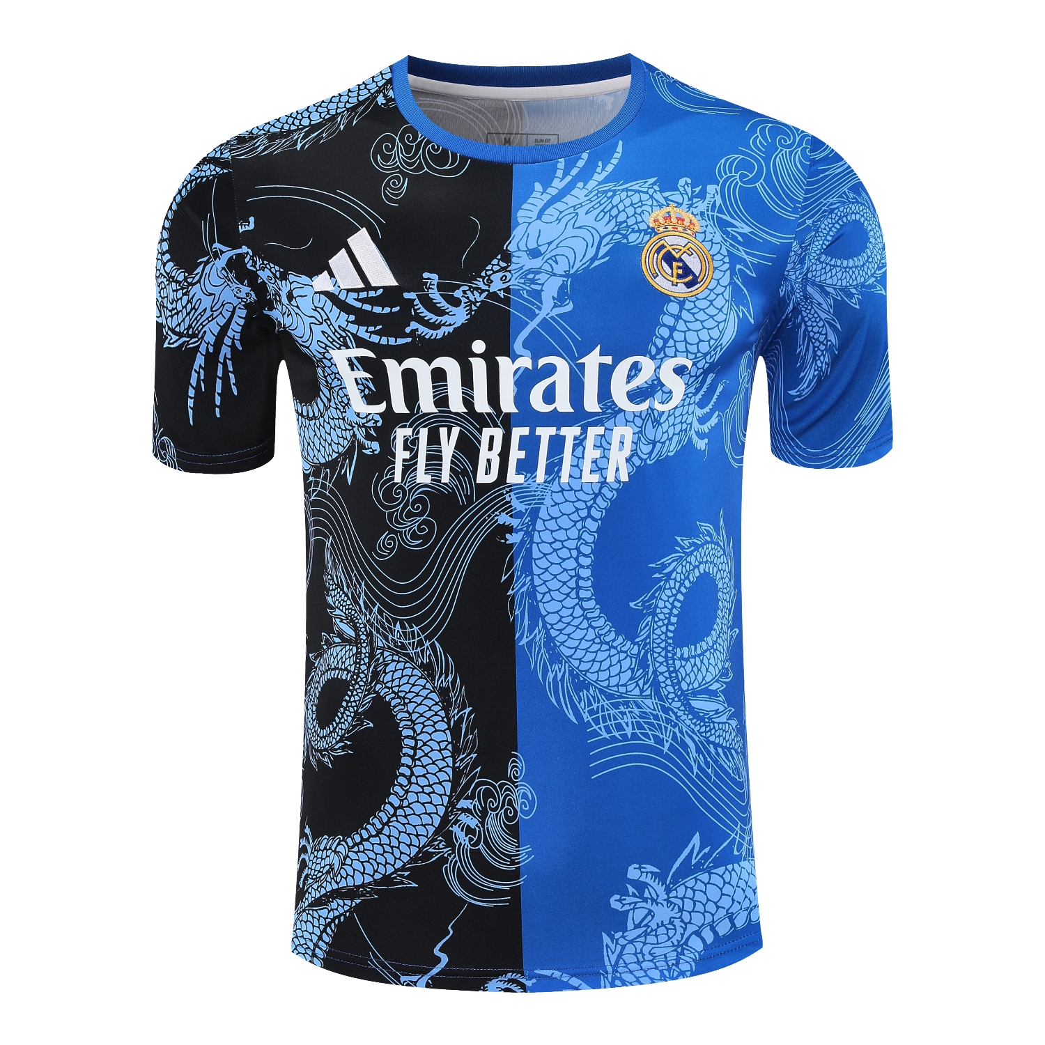 UltraTrikot-Real Madrid 25-26 Short-Sleeve Training Set - Blue Black Dragon Top & Black-White Shorts