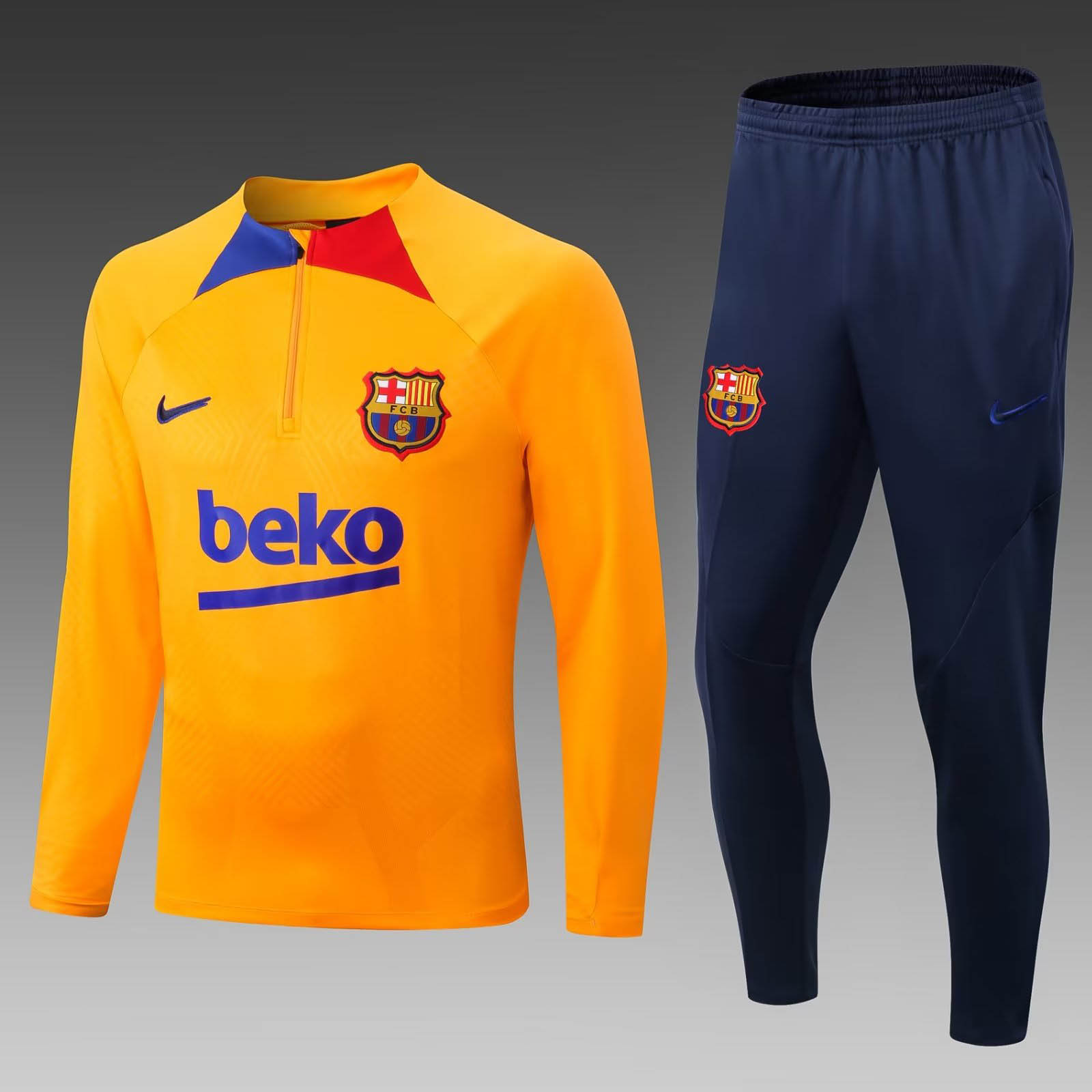 2022/2023 Barcelona Half-Pull Training Suit Yellow Jersey Set:football jersey mysite: unitedjerseyfootball 邓江浪:football
