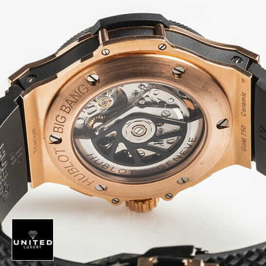 Hublot Big Bang Gold Case Ceramic Black Rubber Bracelet Replica white background