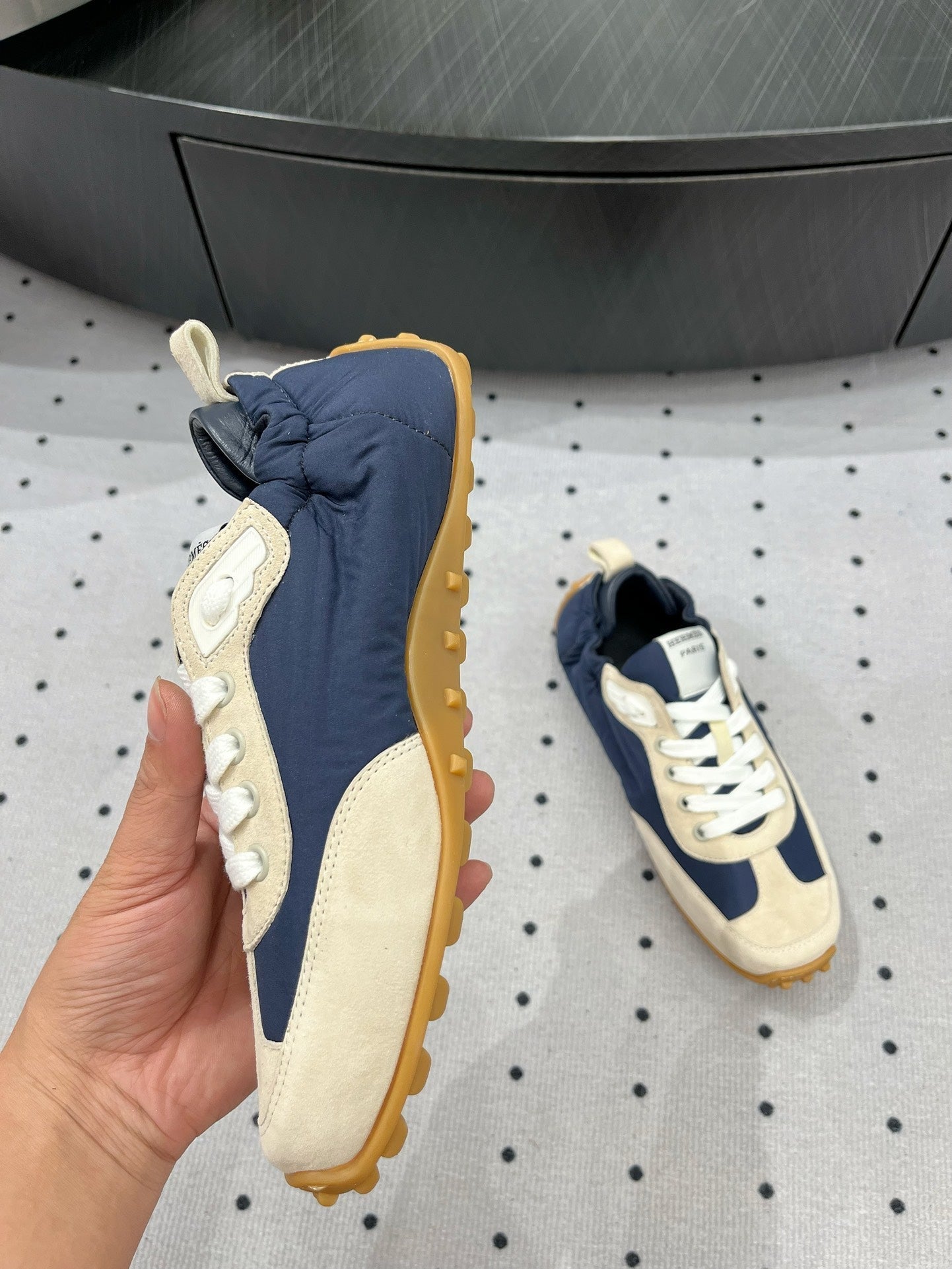 TRAIL SNEAKER IN IVORY TAN MIX SPACE BLUE SUEDE、mysite、Cacoeks