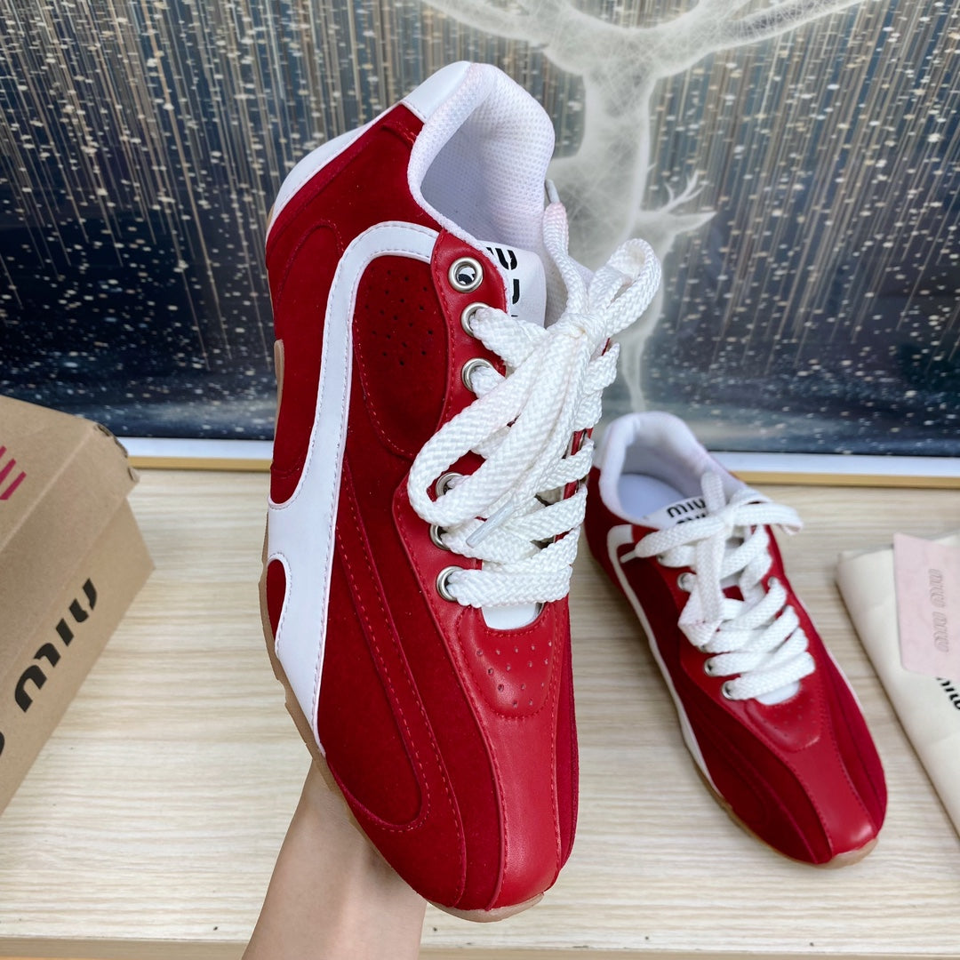 NB Red And Crimson Color Sneakers Cowhide、mysite、Cacoeks