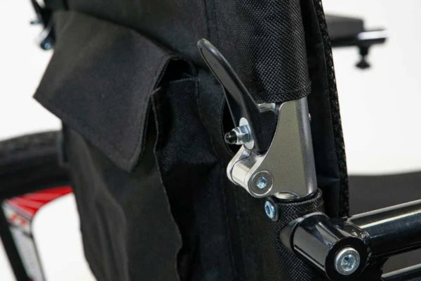 Close-up of the adjustable features on the Model H Hybrid Chair for personalized comfort.