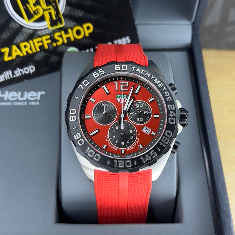 Tag Heuer Formula 1 Red Dial Quartz Chronograph Rubber Strap 43MM CAZ101AN.FT8055 | Shopee Malaysia