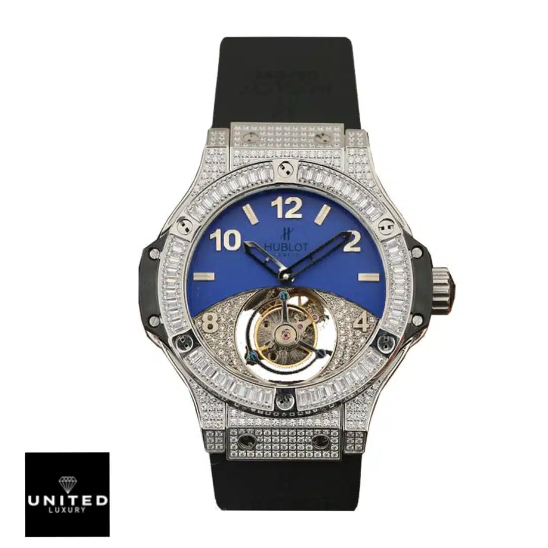 Hublot With Diamonds Blue Replica Yeni Proje 1 12 Hublot geneve tourbillion with diamond blue dial replica analog view