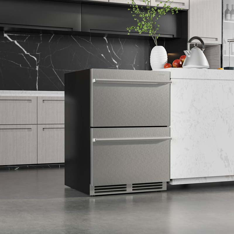 Eletriclife 24 Inch Under Counter Dual Drawer Fridge with 37℉-64℉ Temperature Range