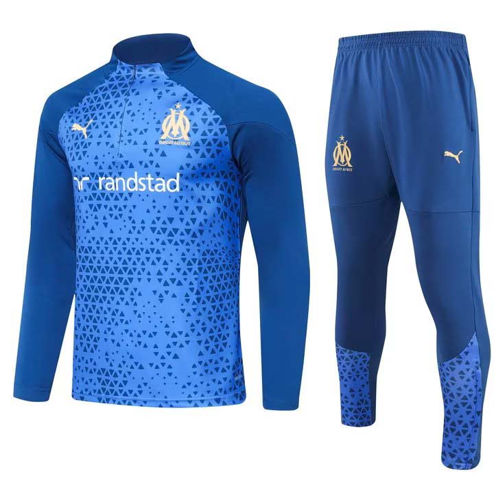 2023 Olympique de Marseille Half-Pull Training Suit Royal blue Football Jersey Set-mysite Custom Football Kit- Nextkits