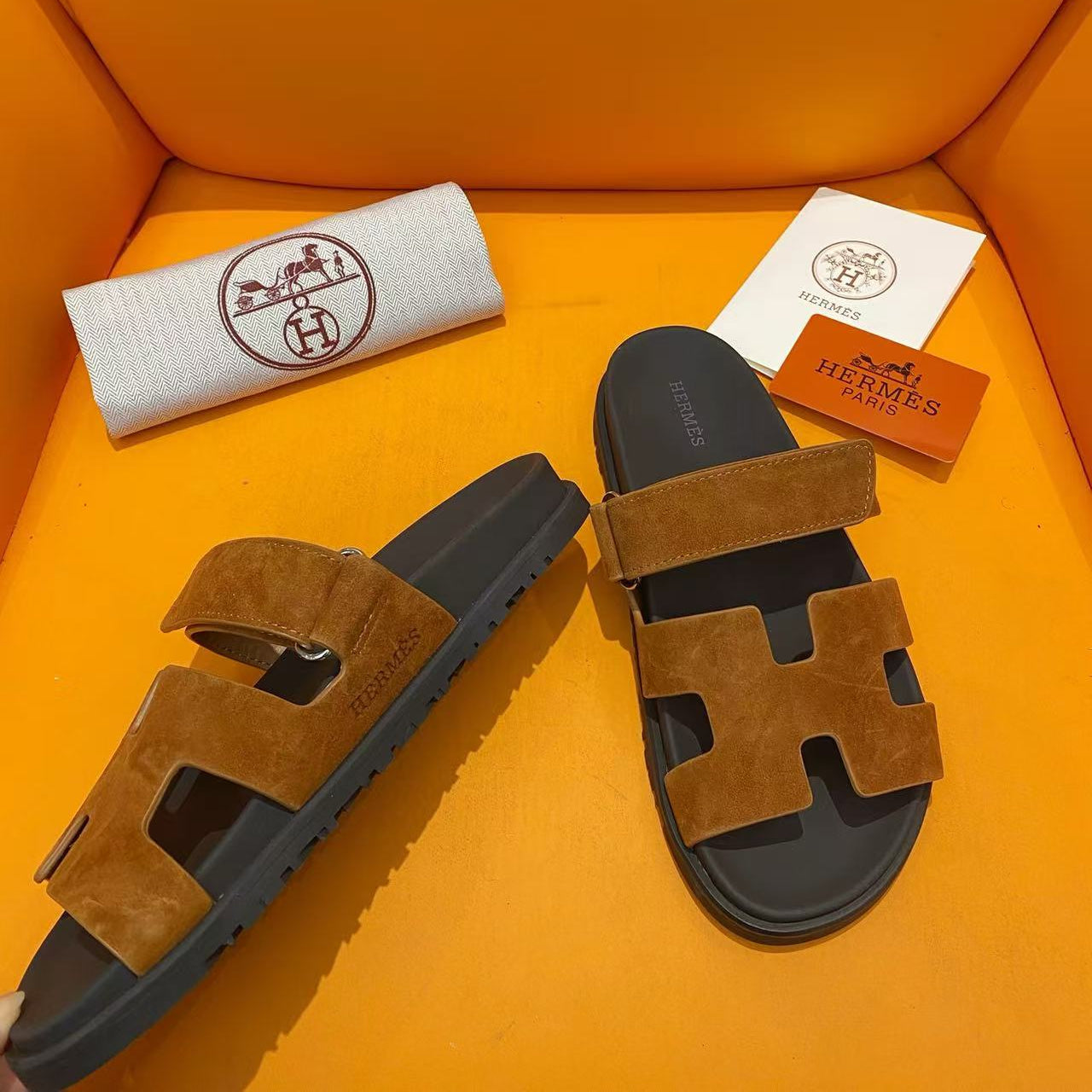 HM CHYPRE SANDALS IN BROWN SUEDE LEATHER、mysite、Cacoeks