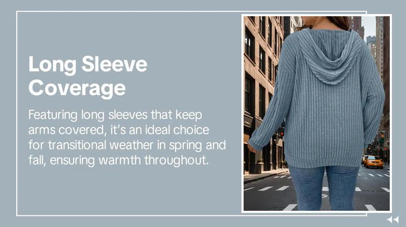 Plus Size Plain Textured Drop Shoulder Hoodie, Lady Casual Comfort Long Sleeve Pullover for Spring & Fall, Country Outfits, Women's Plus Size Clothes for Daily Wear, Going Out Top, Spring Knitted Hoodie