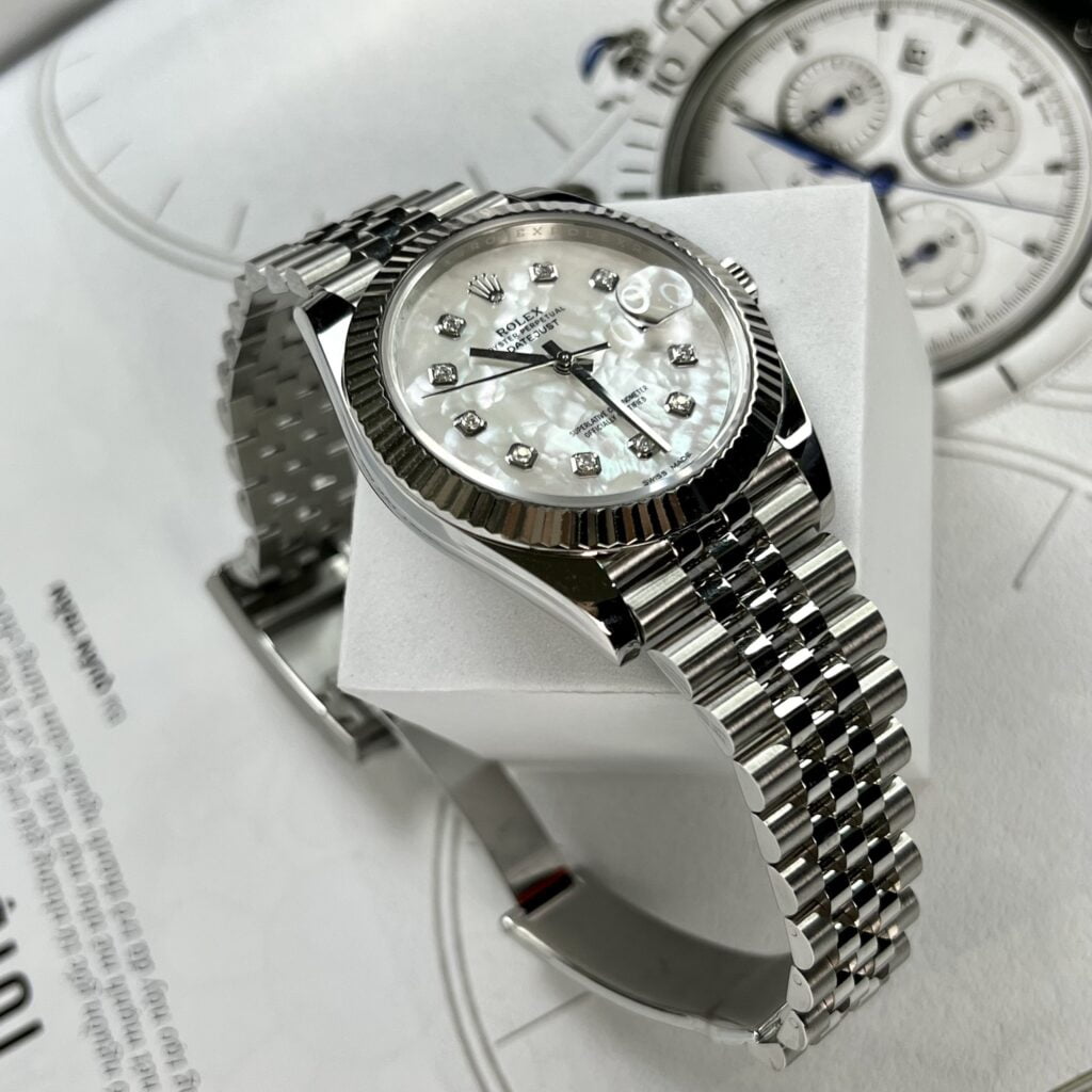 Đồng Hồ Rolex Nam Rep 11 Độ Mặt Xà Cừ Cọc Moissanite DateJust 41mm (1)