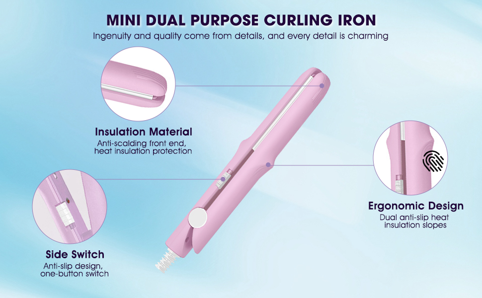 mini dual purpose curling iron, mini curling iron for short hair, curling iron for short hair