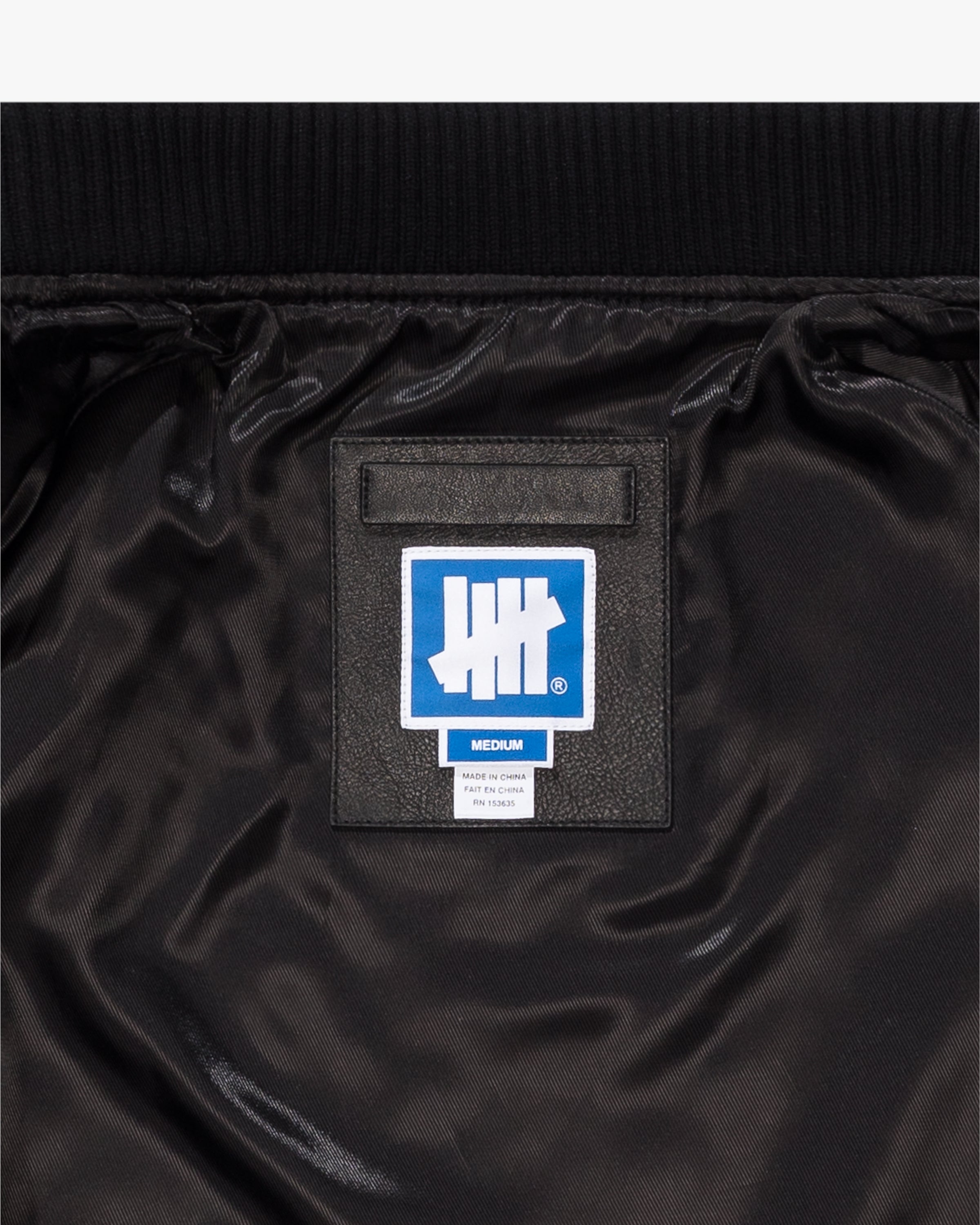 UNDEFEATED LEATHER VARSITY JACKET - BLACK