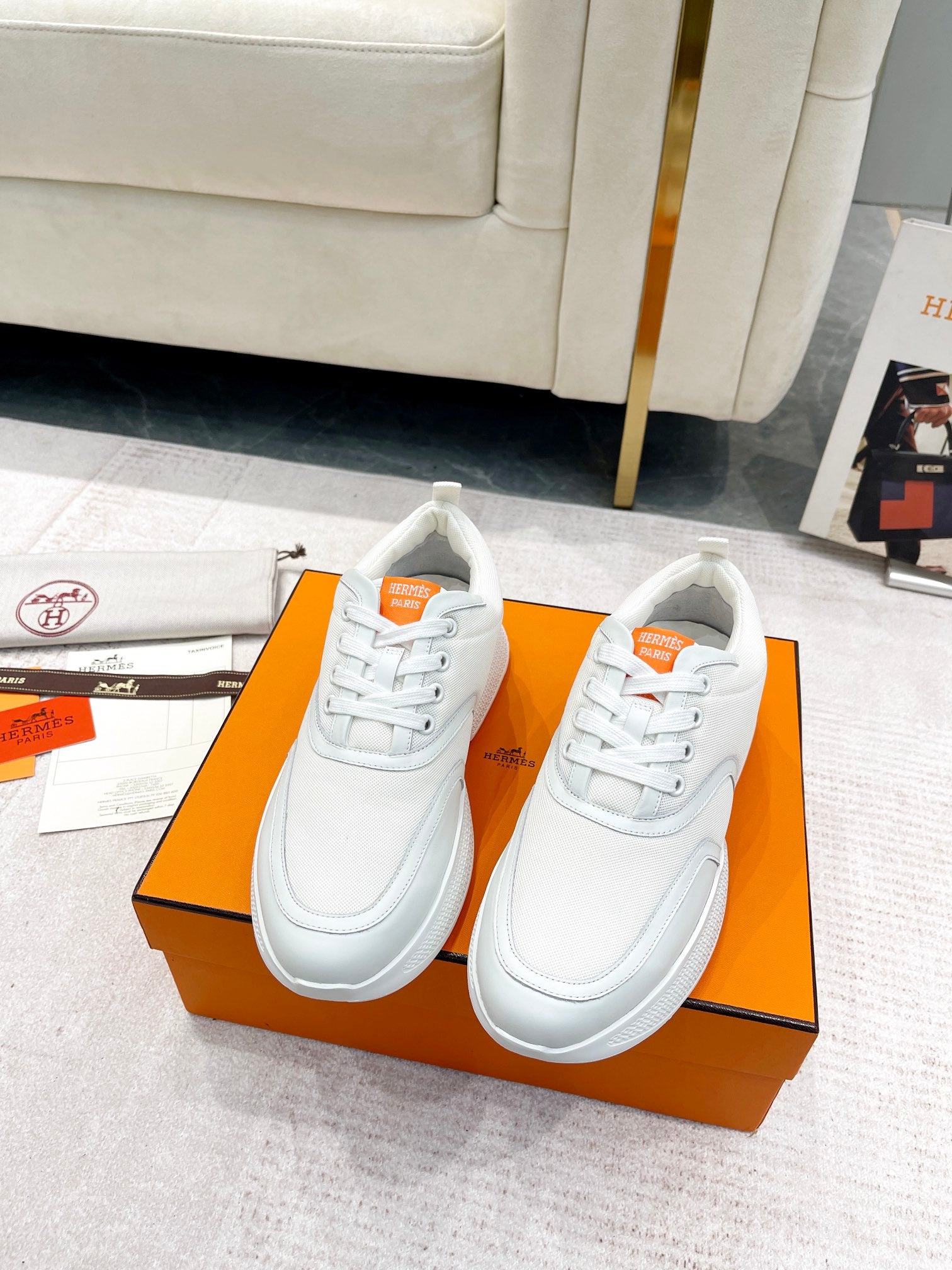 GIGA SNEAKER IN WHITE CREAM STITCHED MESH AND CALFSKIN、mysite、Cacoeks