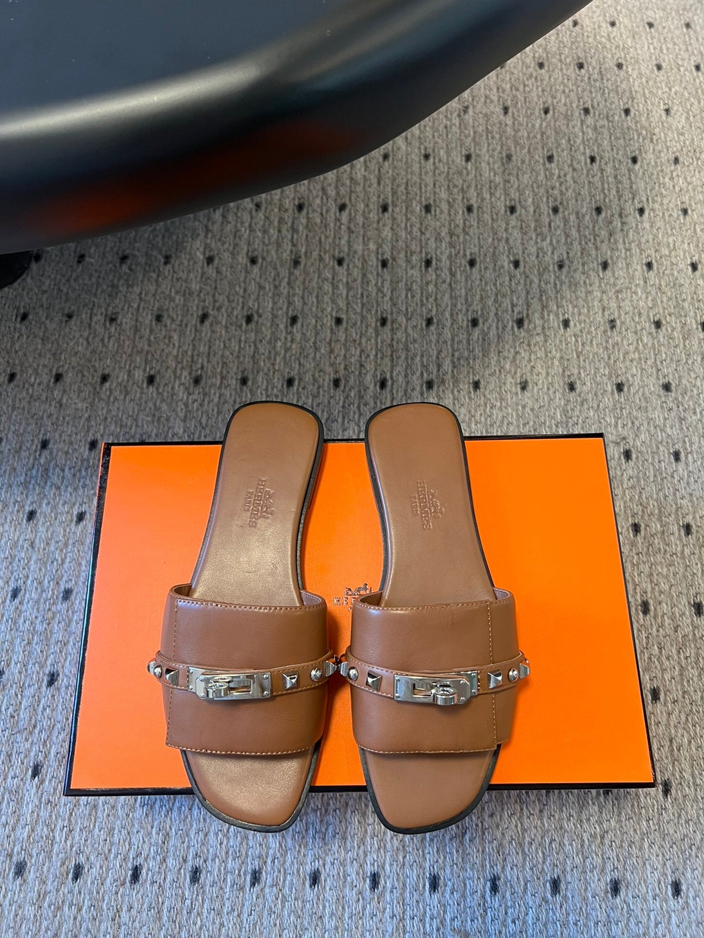 GIULIA FLAT SANDAL IN BRONZE BROWN CALFSKIN、mysite、Cacoeks