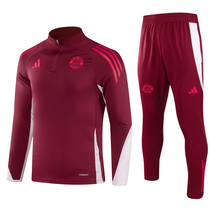JerseysGala.com | Bayern Munich 24-25 Long Sleeve Training Set - Deep Red -Customize Name, Number and Patch | Worldwide Shipping